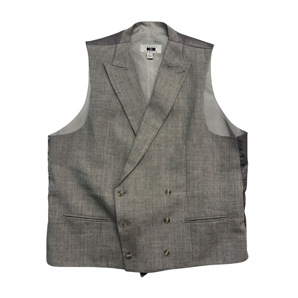 Joseph Abboud XL 46 Gray Double Breasted Suit Vest Waistcoat Linen Cotton Soft